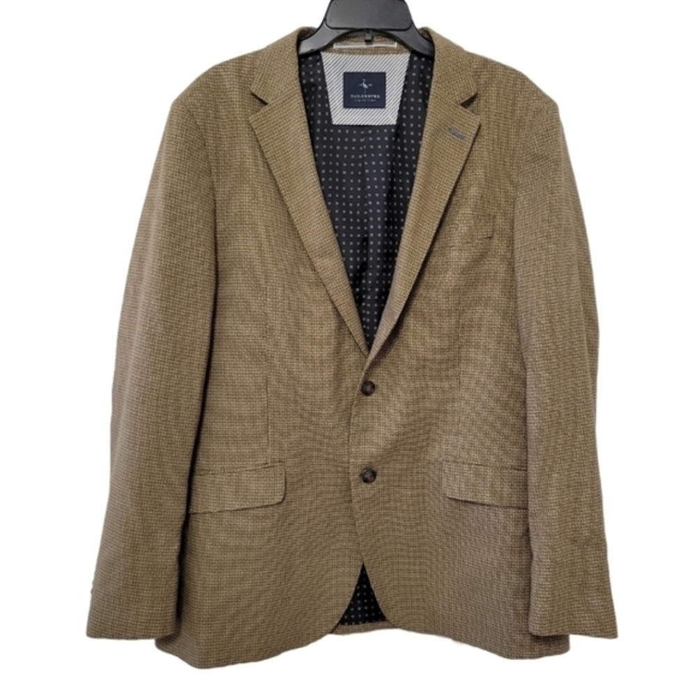 Tailorbyrd Men's Stretch Blazer Size 44L Tan Basketweave Pattern Academic Office